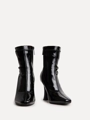 Linzi Black Lovato Square Toe Heeled Sock Boots - Image 3 of 5