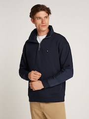 Tommy Hilfiger Blue Essential Quarter Zip Sweatshirt - Image 1 of 6