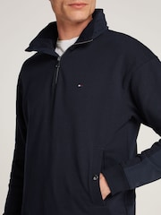 Tommy Hilfiger Blue Essential Quarter Zip Sweatshirt - Image 3 of 6