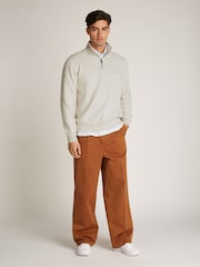 Tommy Hilfiger Beige Essential Quarter Zip Sweatshirt - Image 3 of 6