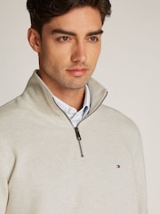 Tommy Hilfiger Beige Essential Quarter Zip Sweatshirt - Image 4 of 6