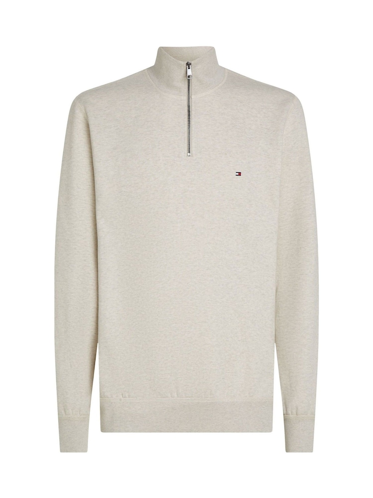 Бежевий - Tommy Hilfiger базові Quarter Zip світшот - Image 5 of 6