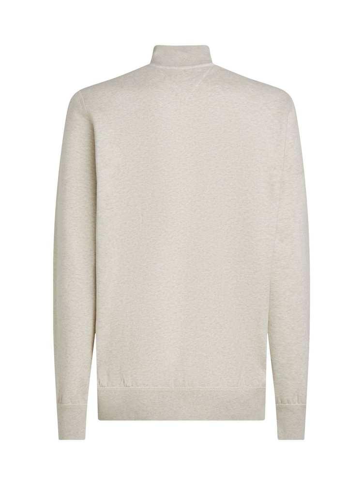 Tommy Hilfiger Beige Essential Quarter Zip Sweatshirt - Image 6 of 6