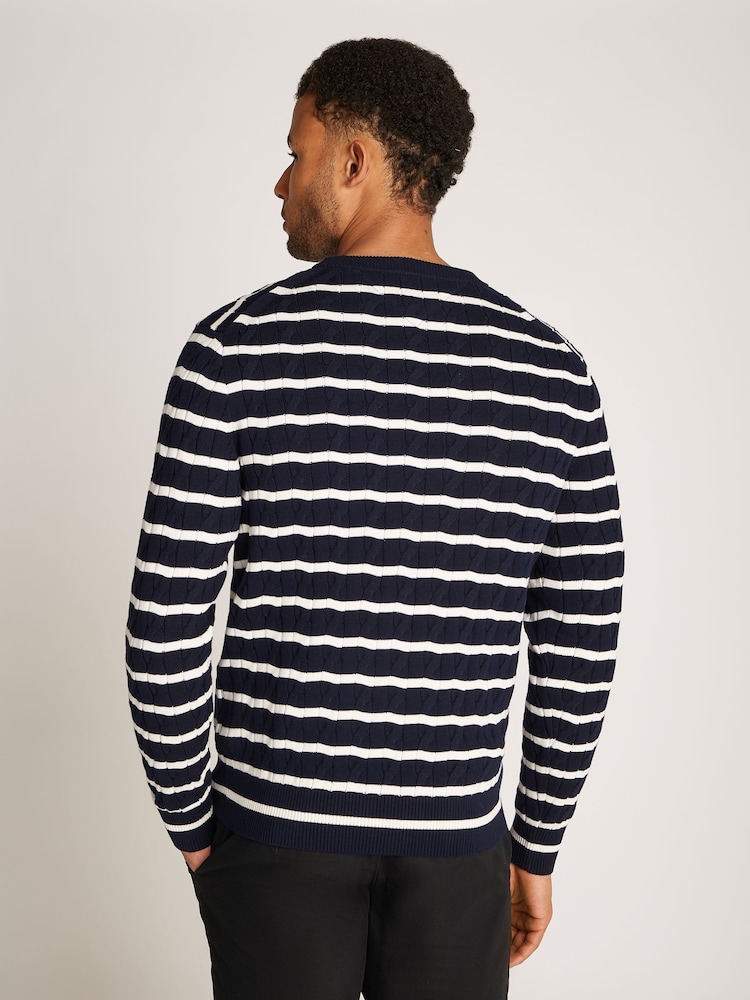 Tommy Hilfiger White Classic 100% Cotton Cable Jumper - Image 2 of 7