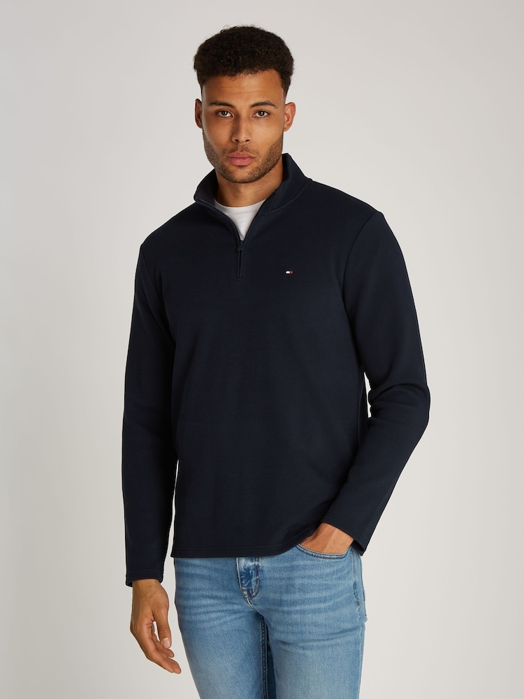 Tommy Hilfiger Blue Technical Quarter Zip Sweatshirt - Image 1 of 6