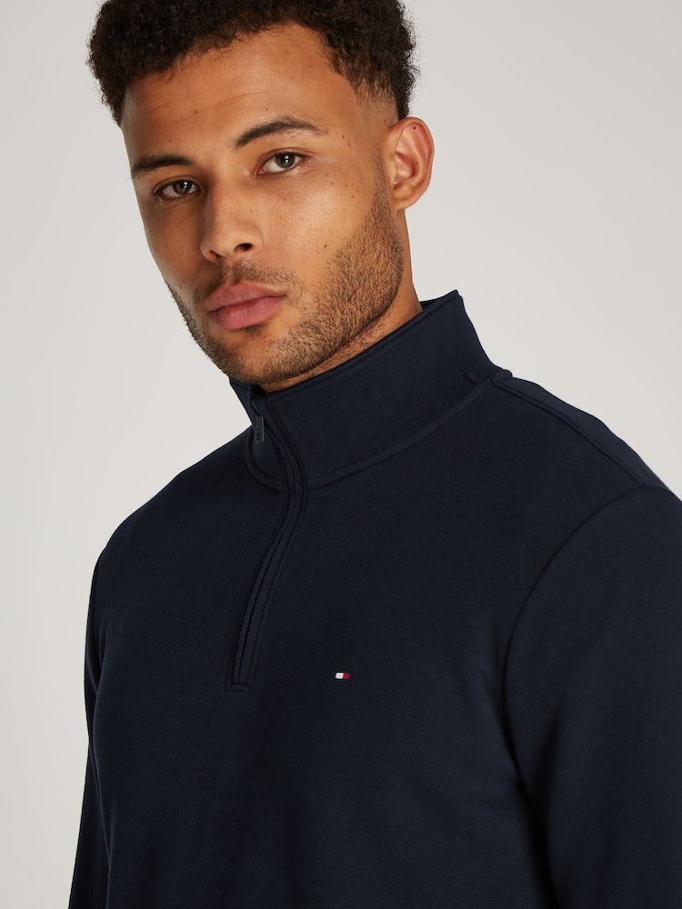Tommy Hilfiger Blue Technical Quarter Zip Sweatshirt - Image 4 of 6