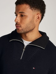 Tommy Hilfiger Blue Chunky Cotton Ribbed Nautical Jumper - Image 3 of 6