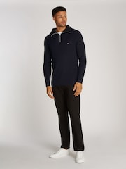 Tommy Hilfiger Blue Chunky Cotton Ribbed Nautical Jumper - Image 4 of 6