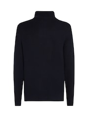 Tommy Hilfiger Blue Chunky Cotton Ribbed Nautical Jumper - Image 6 of 6