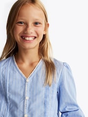 Tommy Hilfiger Blue Stripe Long Sleeve 100%  Cotton Blouse - Image 3 of 7