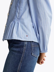 Tommy Hilfiger Blue Stripe Long Sleeve 100%  Cotton Blouse - Image 4 of 7