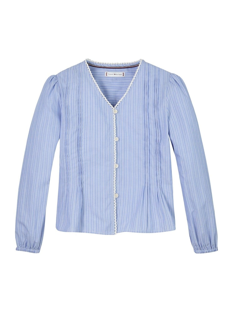 Tommy Hilfiger Blue Stripe Long Sleeve 100%  Cotton Blouse - Image 6 of 7