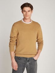 Tommy Hilfiger Natural 100% Cotton Herringbone Crew Neck Jumper - Image 1 of 6