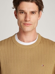 Tommy Hilfiger Natural 100% Cotton Herringbone Crew Neck Jumper - Image 4 of 6