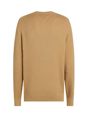 Tommy Hilfiger Natural 100% Cotton Herringbone Crew Neck Jumper - Image 6 of 6