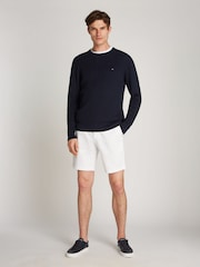 Tommy Hilfiger Blue 100% Cotton Herringbone Crew Neck Jumper - Image 3 of 6