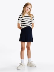 Tommy Hilfiger Blue Stripe Mini Cable Short Sleeve Jumper - Image 1 of 6