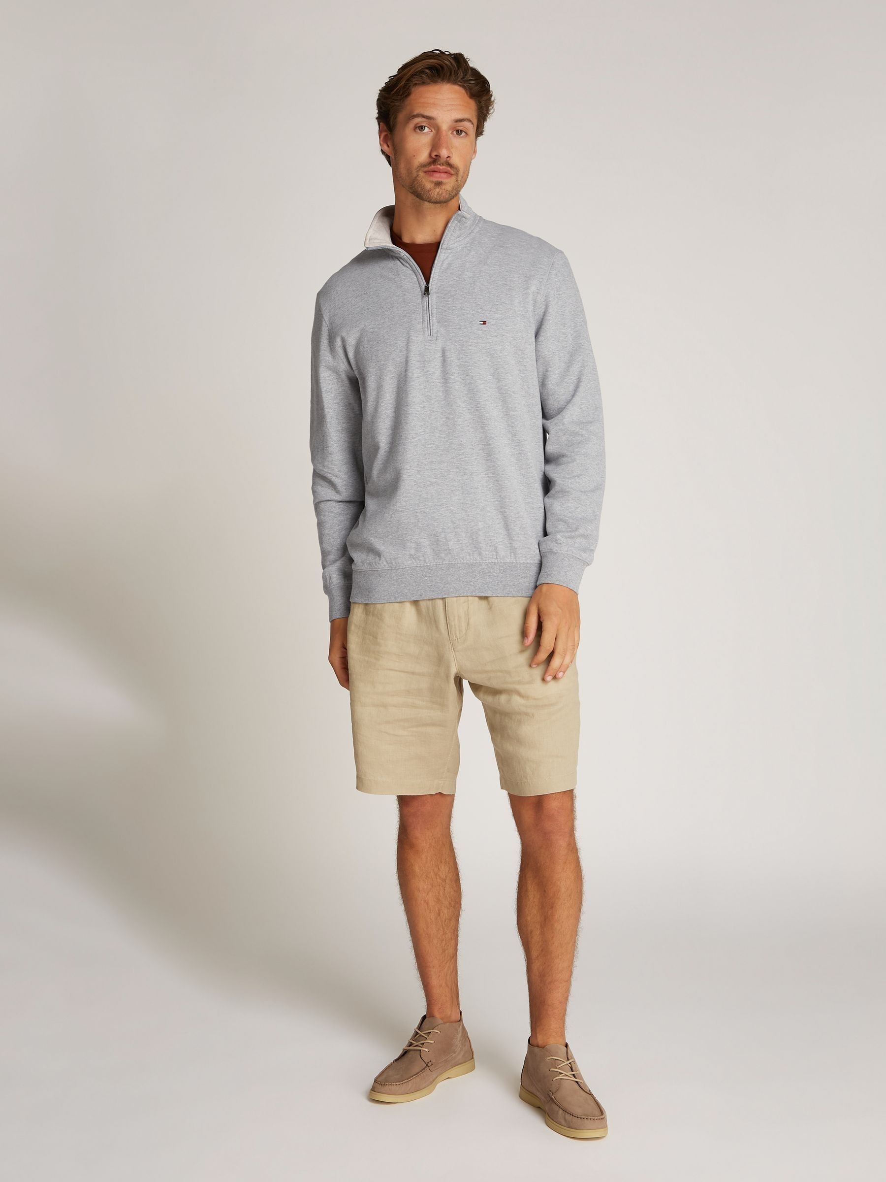 Buy Tommy Hilfiger Grey Quarter Zip Cotton Blend Jumper With