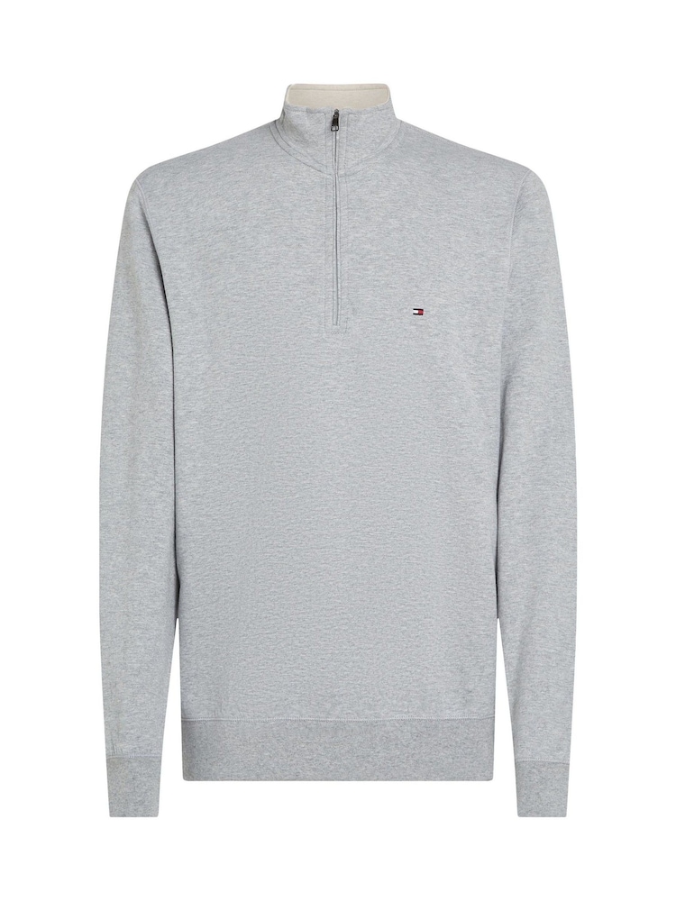Tommy Hilfiger Grey Quarter Zip Cotton Blend Jumper With Cashmere - Image 5 of 6