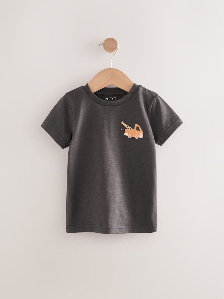 Charcoal Digger Short Sleeve Appliqué T-Shirt (3mths-7yrs) - Image 1 of 4