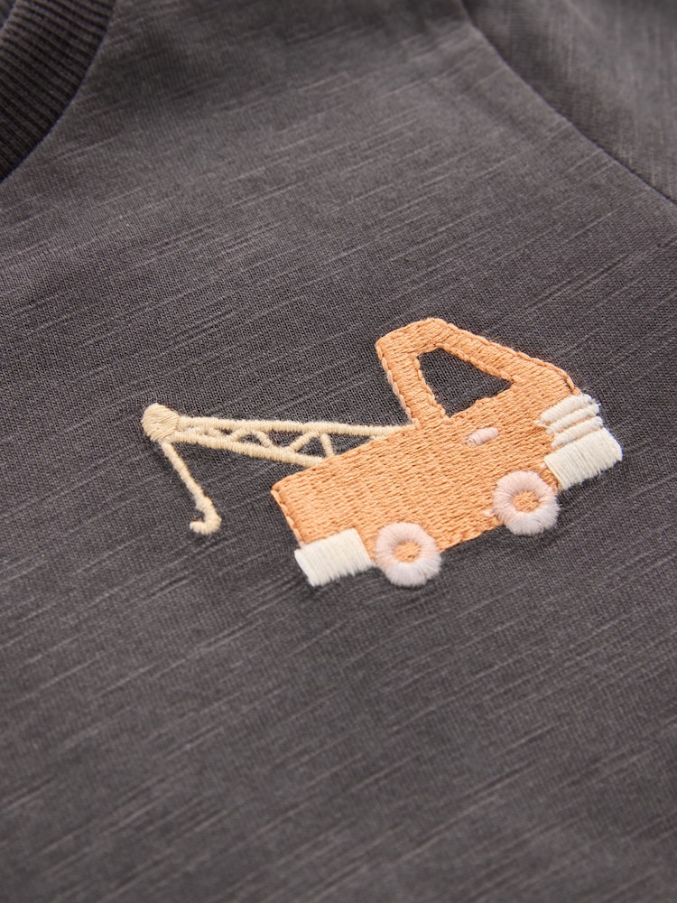 Charcoal Digger Short Sleeve Appliqué T-Shirt (3mths-7yrs) - Image 4 of 4