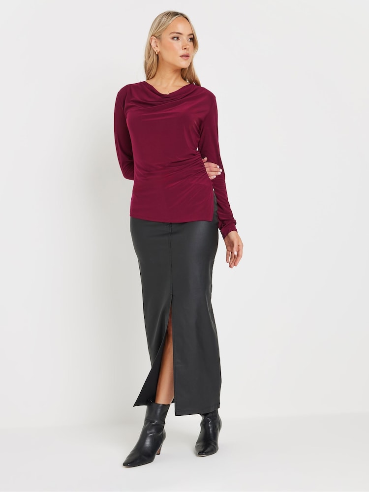 Long Tall Sally Red Cowl Neck Asymmetric Top - Image 2 of 5