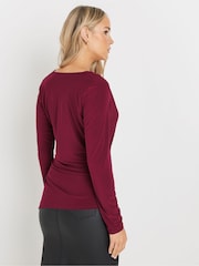 Long Tall Sally Red Cowl Neck Asymmetric Top - Image 3 of 5
