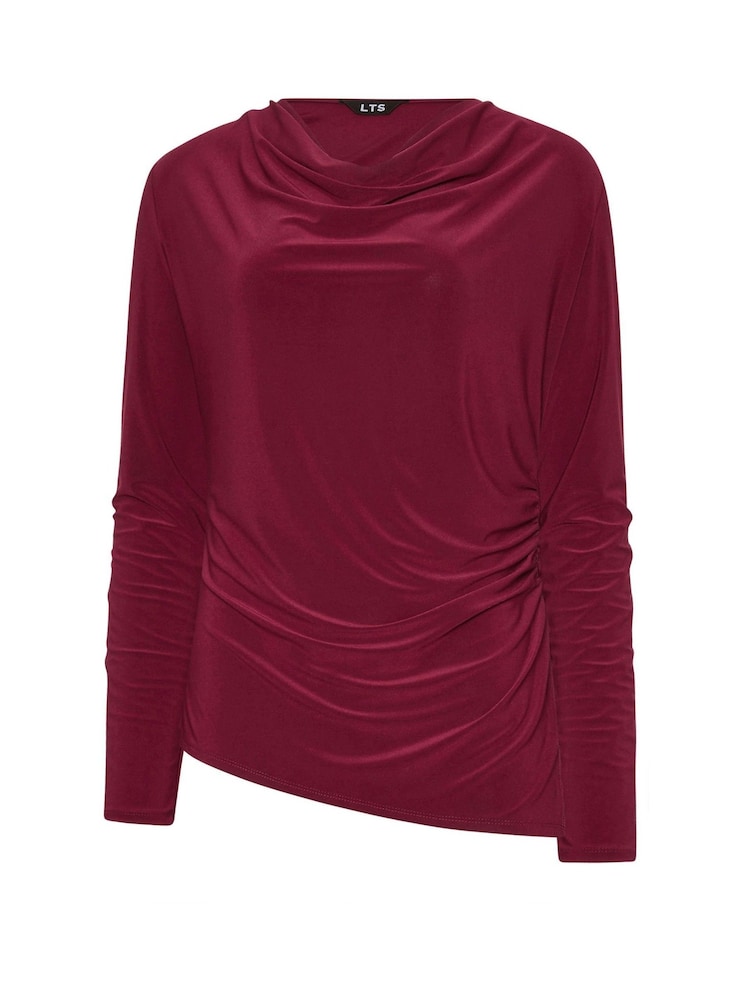 Long Tall Sally Red Cowl Neck Asymmetric Top - Image 5 of 5 Long Tall Sally Red Cowl Neck Asymmetric Top - Image 5 of 5