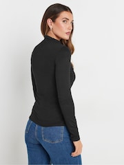 Long Tall Sally Black High Neck Drape Ruched Top - Image 2 of 5