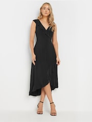 Long Tall Sally Black Wrap Frill Dress - Image 2 of 5