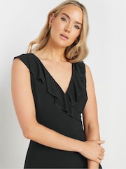 Long Tall Sally Black Wrap Frill Dress - Image 4 of 5