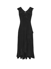 Long Tall Sally Black Wrap Frill Dress - Image 5 of 5