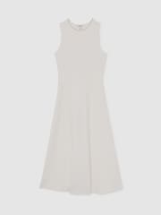 Reiss Ivory Nilo Seam Detail Knitted Midi Dress - Image 2 of 5