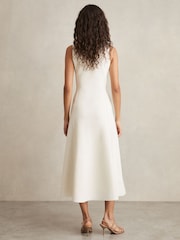 Reiss Ivory Nilo Seam Detail Knitted Midi Dress - Image 4 of 5