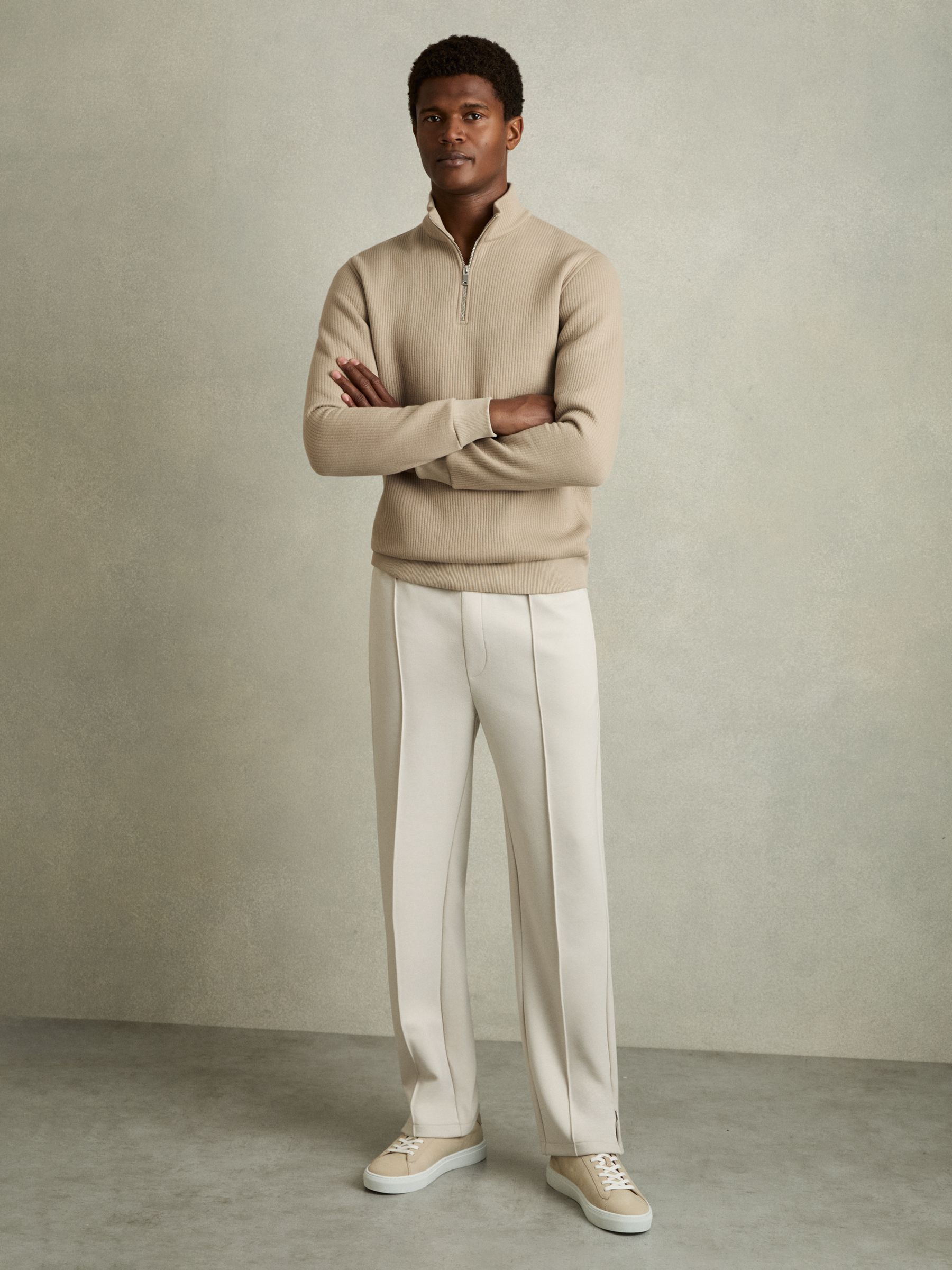 Buy Reiss Taupe Ashby Half-Zip Funnel-Neck Jumper from the Next UK