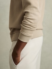 Reiss Taupe Ashby Half-Zip Funnel-Neck Jumper - Image 6 of 7