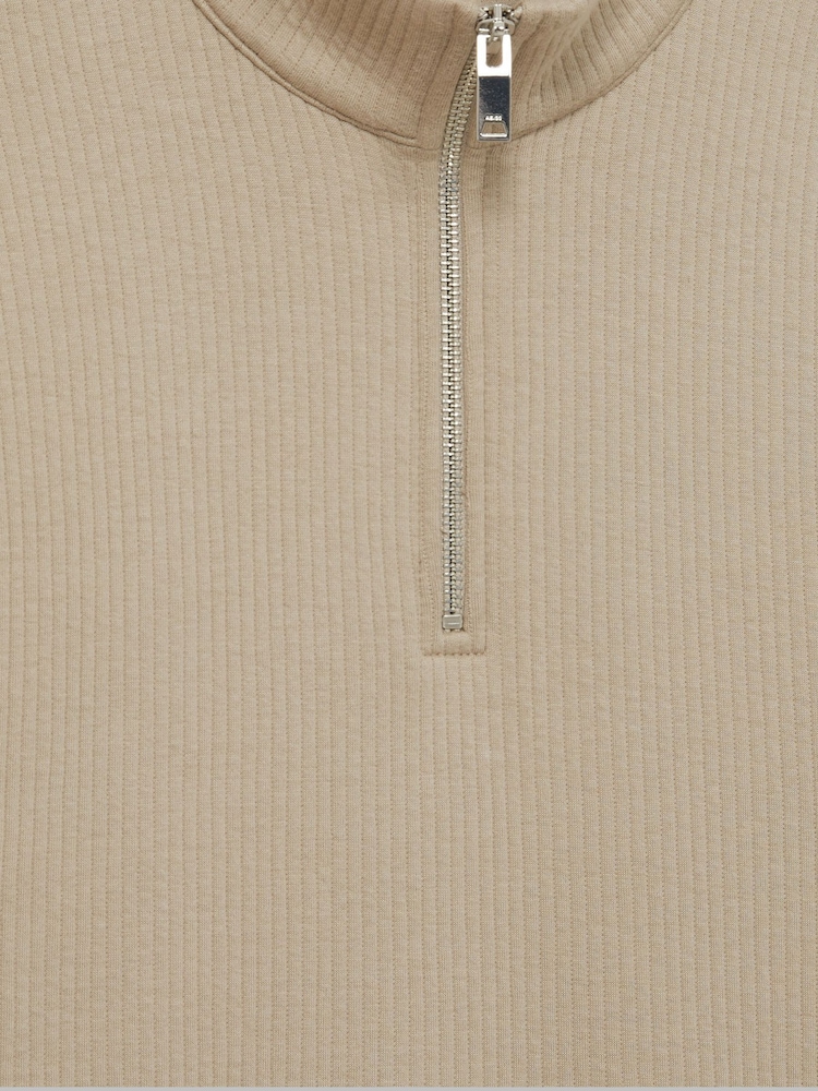 Reiss Taupe Ashby Half-Zip Funnel-Neck Jumper - Image 7 of 7