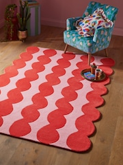 Eleanor Bowmer Pink Wavey Stripe Wool Rug - Image 1 of 5