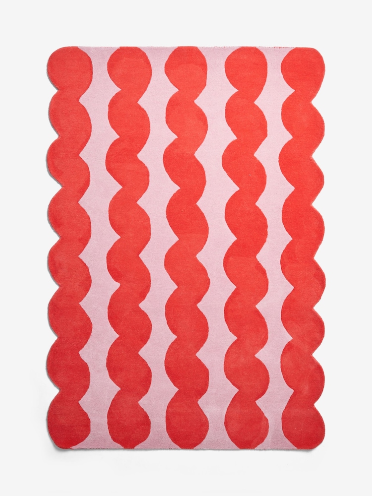 Eleanor Bowmer Pink Wavey Stripe Wool Rug - Image 5 of 5