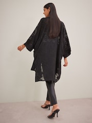 Black Burnout Longline Kimono Cover-Up - Image 4 of 7