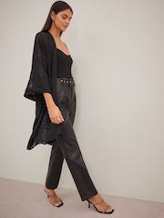 Black Burnout Longline Kimono Cover-Up - Image 5 of 7