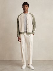 Reiss Pelham Interlock Colour-Block Bomber Jacket - Imagen 1 de 7