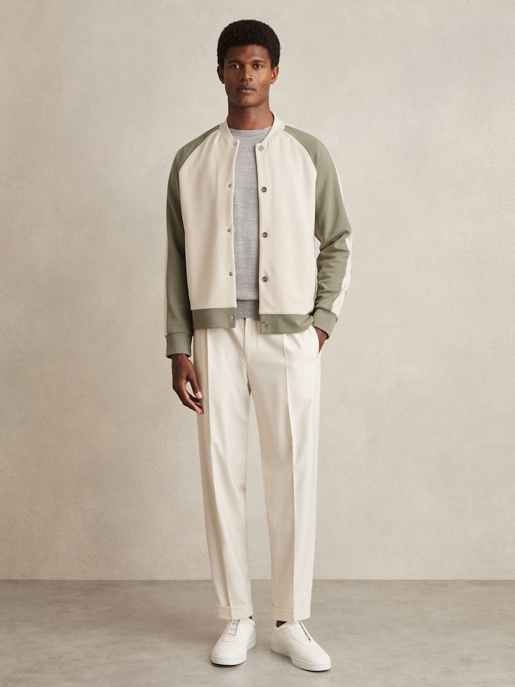 Reiss Pelham Interlock Colour-Block Bomber Jacket - Imagen 1 de 7 Reiss Pelham Interlock Colour-Block Bomber Jacket - Imagen 1 de 7