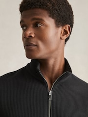 Reiss Washed Black Ashby Half-Zip Funnel-Neck Jumper - Image 4 of 6