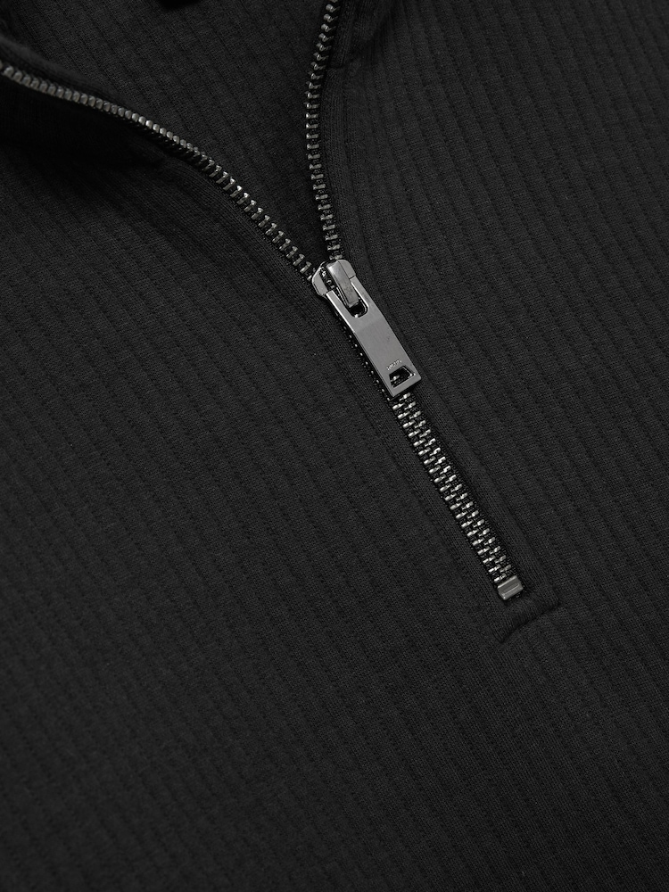 Reiss Washed Black Ashby Half-Zip Funnel-Neck Jumper - Image 6 of 6