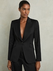 Черный - Reiss Millie Single-Breasted Peak-Lapel Tailored Blazer - Image 1 of 6