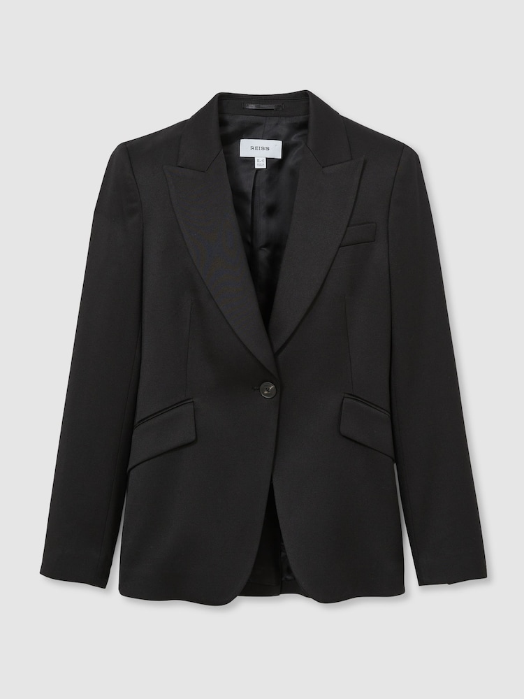 Черный - Reiss Millie Single-Breasted Peak-Lapel Tailored Blazer - Image 2 of 6