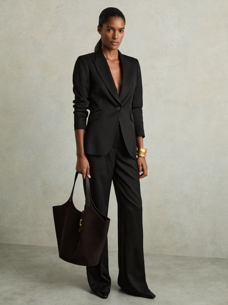 Noir - Reiss Millie Single-Breasted Peak-Lapel Tailored Blazer - Image 3 of 6