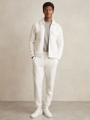 Reiss White Bowen Jersey Ribbed Zip Overshirt - Image 3 of 7