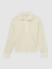 Reiss Pale Yellow Isobel Overhead Open-Collar Shirt With Linen - Image 2 of 6